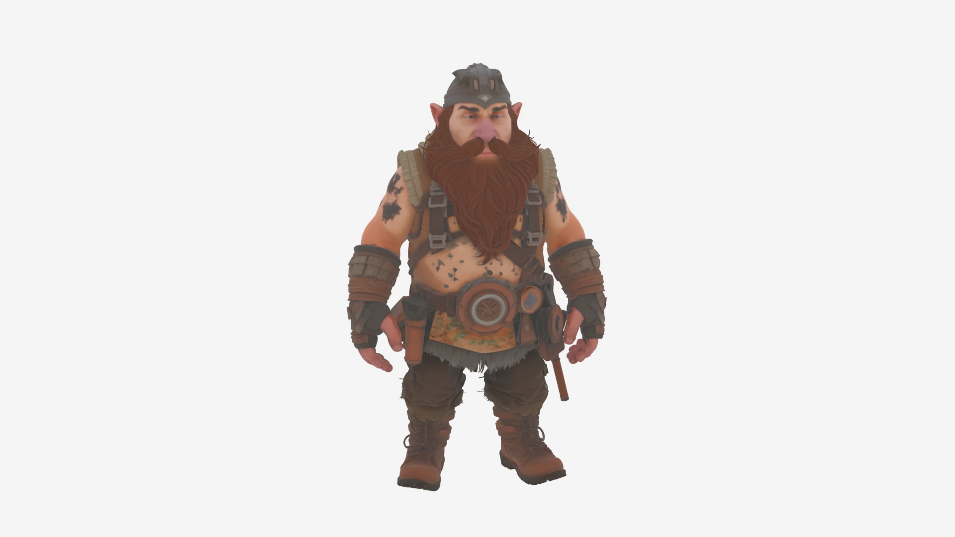 Adventurous Rugged Dwarf Explorer in World of Style 3D Model .c4d .max .obj .3ds .fbx .stl .blend 