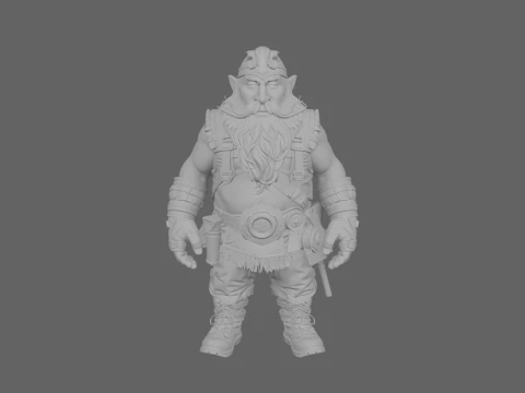 Adventurous Rugged Dwarf Explorer in World of Style 3D Model