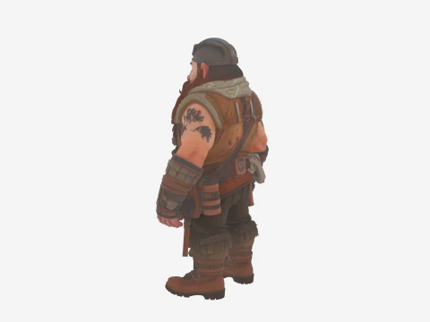 Adventurous Rugged Dwarf Explorer in World of Style 3D Model