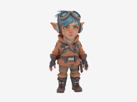 Detailed Daring Gnome Pilot World of Style 3D Model