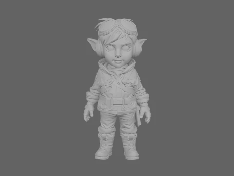 Detailed Daring Gnome Pilot World of Style 3D Model