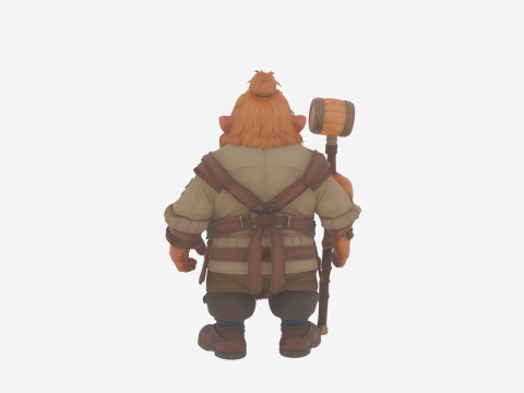 Joviale Portly Dwarf Brewer Wereld van stijl gedetailleerd 3D Model