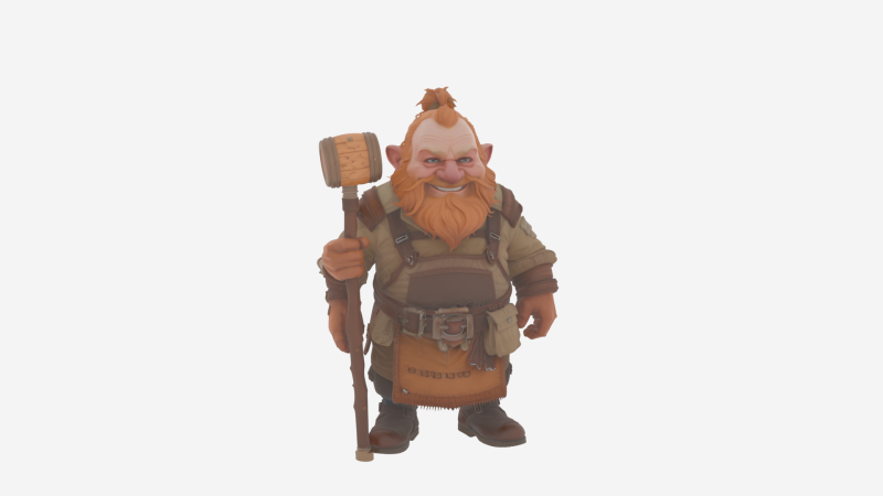 Joviale Portly Dwarf Brewer Wereld van stijl gedetailleerd 3D Model .c4d .max .obj .3ds .fbx .stl .blend 