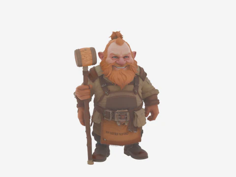 Jovial Portly Dwarf Brewer World of Style Detailed 3D Model