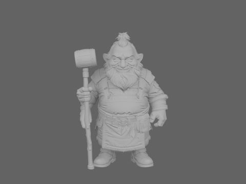 Joviale Portly Dwarf Brewer Wereld van stijl gedetailleerd 3D Model