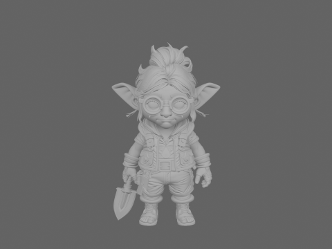 Arkeolog Gnome Terperinci yang Penasaran di Dunia Gaya Model 3D