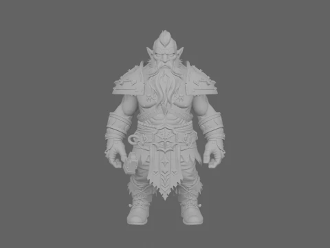 Эпическое описание World of Dwarf Runesmith в рунической броне 3D Модель