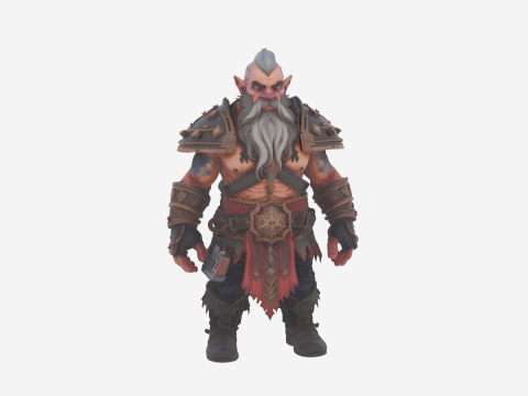 Эпическое описание World of Dwarf Runesmith в рунической броне 3D Модель