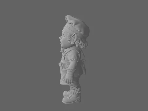 Chef gnomo rechonchudo e entusiasmado segurando uma torta e um rolo no estilo WoW Modelo 3D