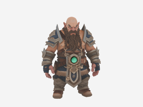 Замысловатый величественный мир гнома-каменщика-хранителя в рунической броне 3D Модель