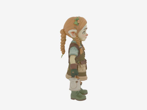 Adorable Tiny Gnome Botanist with Watering Can 3D Model