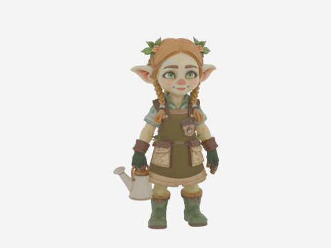 Adorable pequeño gnomo botánico con regadera Modelo 3D