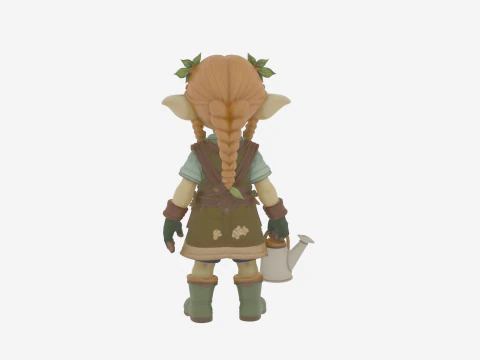 Adorable Tiny Gnome Botanist with Watering Can 3D Model