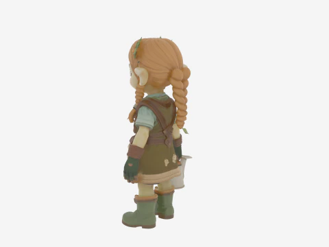 Adorable Tiny Gnome Botanist with Watering Can 3D Model