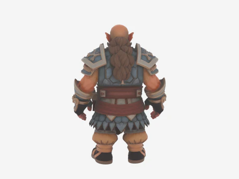 Vibrant Charismatic Stocky Dwarf Bard Lute Player WoW Style 3D Model