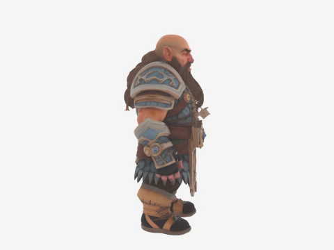 Vibrant Charismatic Stocky Dwarf Bard Lute Player WoW Style 3D Model