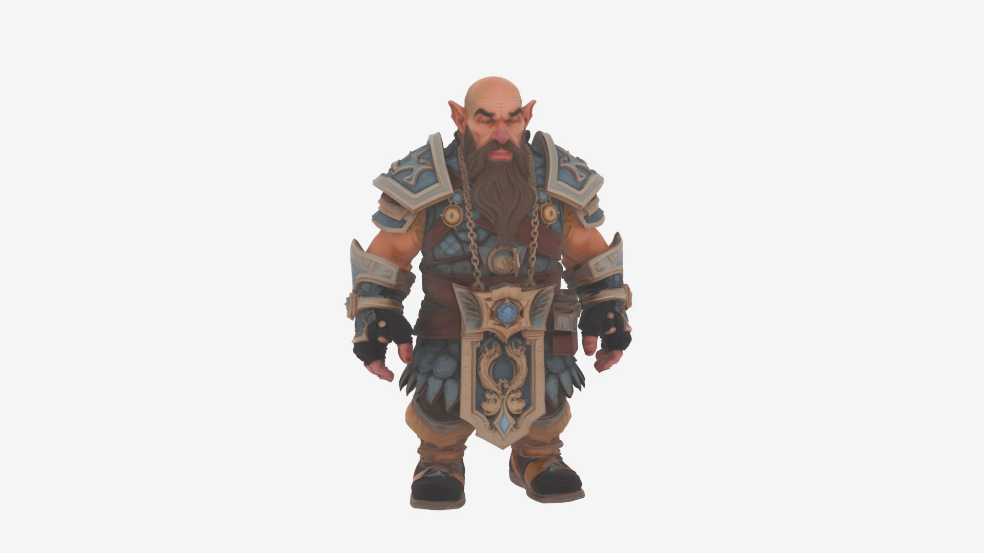 Vibrant Charismatic Stocky Dwarf Bard Lute Player WoW Style 3D Model .c4d .max .obj .3ds .fbx .stl .blend 