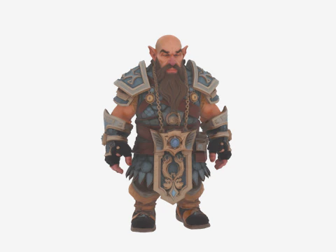 Żywy, charyzmatyczny, krępy karzeł bard lutnista w stylu WoW Model 3D