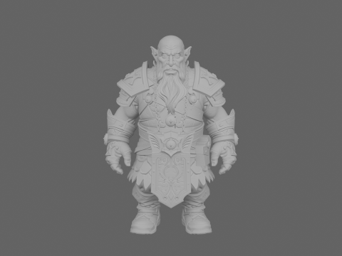 Vibrante carismático y fornido laudista enano bardo estilo WoW Modelo 3D