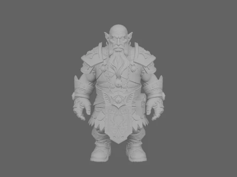 Vibrant Charismatic Stocky Dwarf Bard Lute Player WoW Style 3D Model