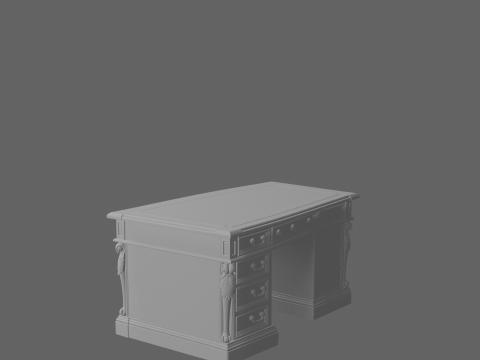 Executive Mahogany Banker Desk 3D Handles and Leather 3D Model