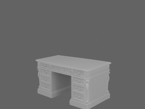 Executive Mahogany Banker Desk 3D Handles and Leather 3D Model