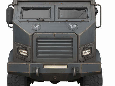 Reinforced bulletproof 3D armored bank security transport truck 3D Model