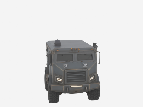 Wzmocniona kuloodporna, opancerzona ciężarówka do transportu banków, wykonana w technologii 3D Model 3D
