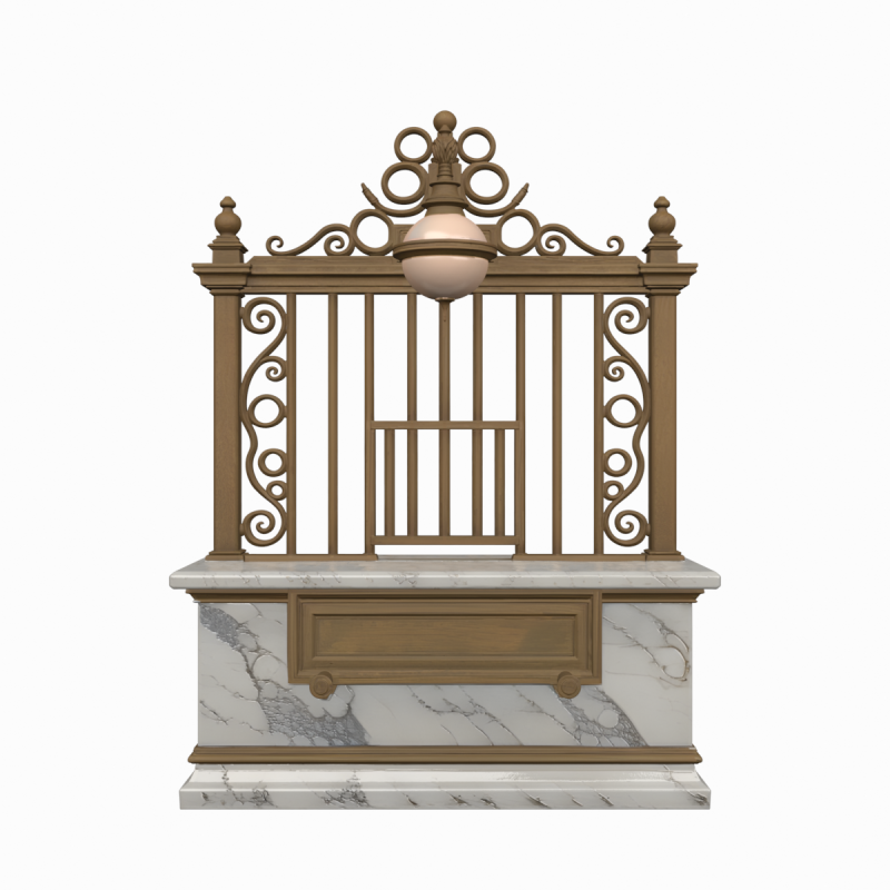 Elegant 3D of vintage bronze bank teller cage ornate scrollwork 3D Model .c4d .max .obj .3ds .fbx .stl .blend 