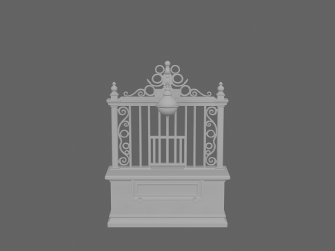 Elegant 3D of vintage bronze bank teller cage ornate scrollwork 3D Model