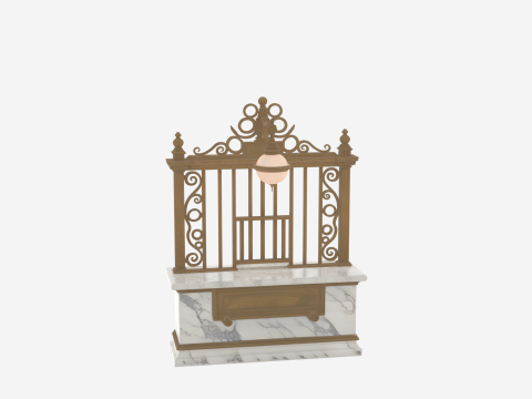 Elegant 3D of vintage bronze bank teller cage ornate scrollwork 3D Model