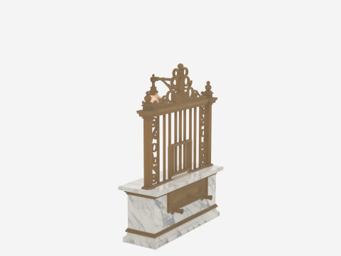 Elegant 3D of vintage bronze bank teller cage ornate scrollwork 3D Model