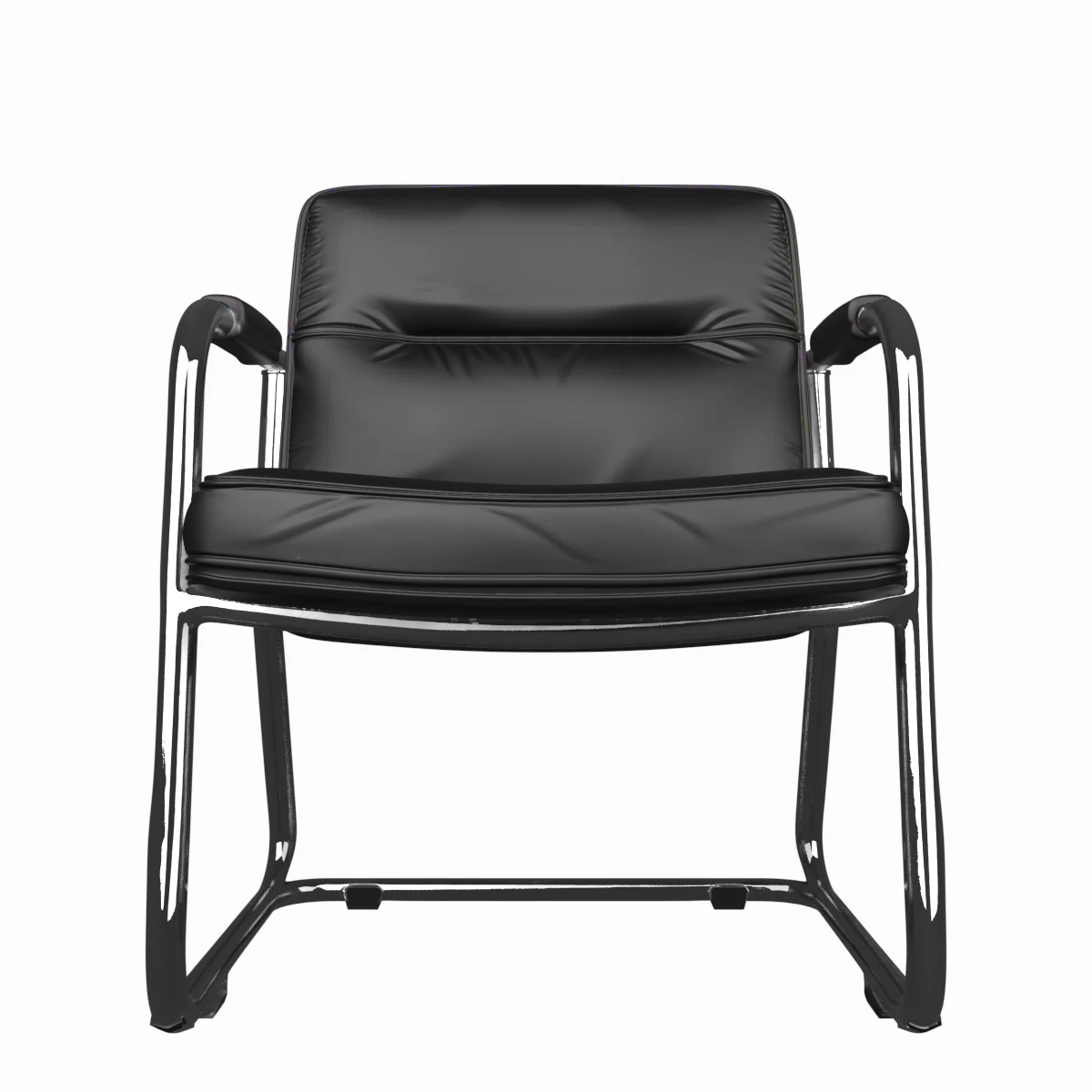 Luxury Ergonomic Bank Lobby Chair 3D Black Leather and Chrome 3D Model .c4d .max .obj .3ds .fbx .stl .blend
