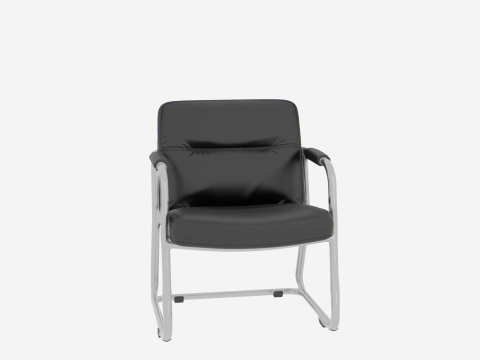 Luxury Ergonomic Bank Lobby Chair 3D Black Leather and Chrome 3D Model