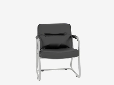 Luxury Ergonomic Bank Lobby Chair 3D Black Leather and Chrome 3D Model