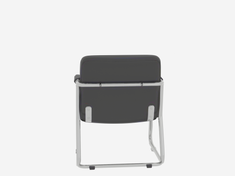 Luxury Ergonomic Bank Lobby Chair 3D Black Leather and Chrome 3D Model