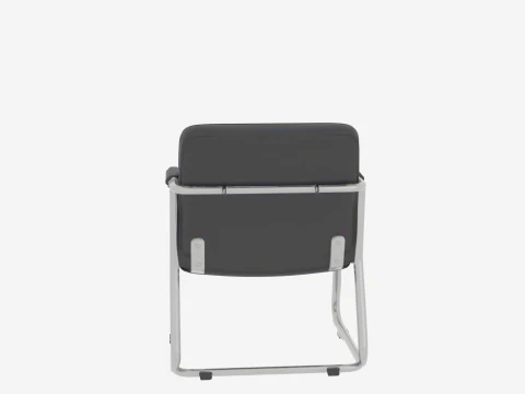 Luxury Ergonomic Bank Lobby Chair 3D Black Leather and Chrome 3D Model