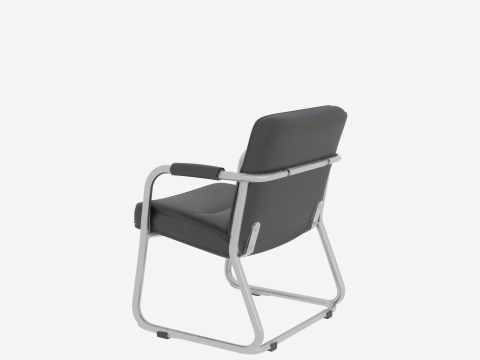 Luxury Ergonomic Bank Lobby Chair 3D Black Leather and Chrome 3D Model