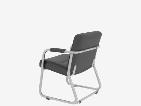 Luxury Ergonomic Bank Lobby Chair 3D Black Leather and Chrome 3D Model
