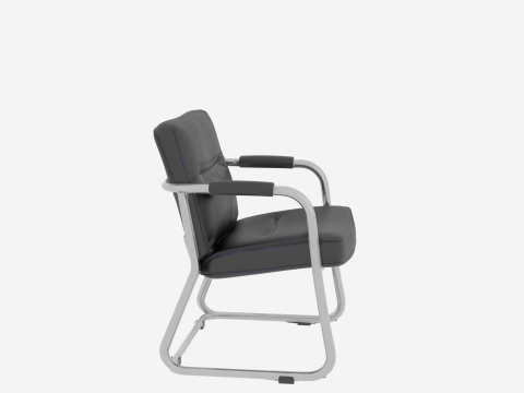 Luxury Ergonomic Bank Lobby Chair 3D Black Leather and Chrome 3D Model