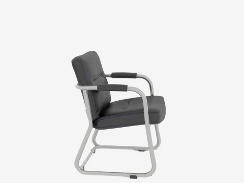 Luxury Ergonomic Bank Lobby Chair 3D Black Leather and Chrome 3D Model