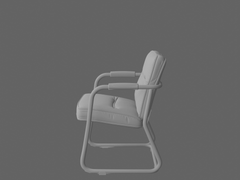Luxury Ergonomic Bank Lobby Chair 3D Black Leather and Chrome 3D Model