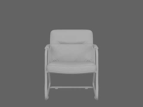Luxury Ergonomic Bank Lobby Chair 3D Black Leather and Chrome 3D Model