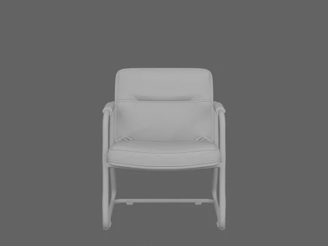 Luxury Ergonomic Bank Lobby Chair 3D Black Leather and Chrome 3D Model