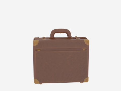 Elegant Genuine Leather Banker Briefcase Brass Locks 3D Model