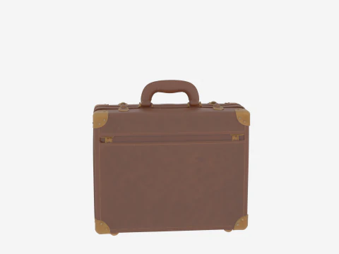 Elegant Genuine Leather Banker Briefcase Brass Locks 3D Model