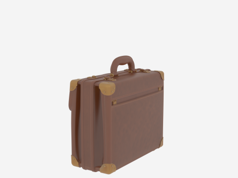 Elegant Genuine Leather Banker Briefcase Brass Locks 3D Model