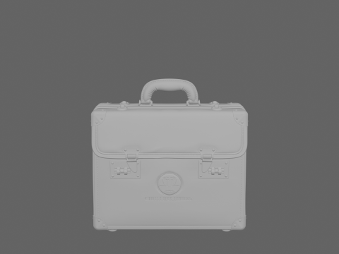 Elegant Genuine Leather Banker Briefcase Brass Locks 3D Model