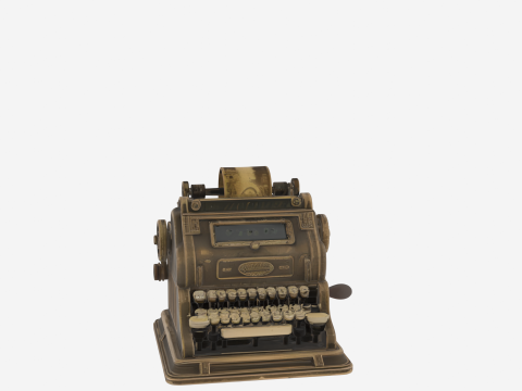 クラシック 3D 加算機モデルの紙テープとクランク ハンドル 3Dモデル