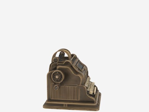 クラシック 3D 加算機モデルの紙テープとクランク ハンドル 3Dモデル